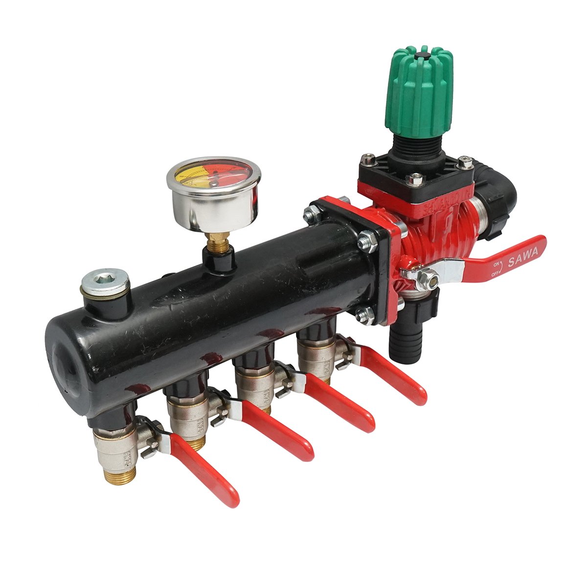 Distribuitor erbicidator metalic cu 4 cai, manometru cu glicerina 25 bar